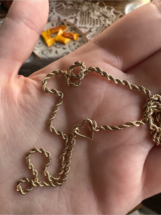 Catbird Jewelry - Vintage 14k rope chain necklace and catbird 14k heart charm connector